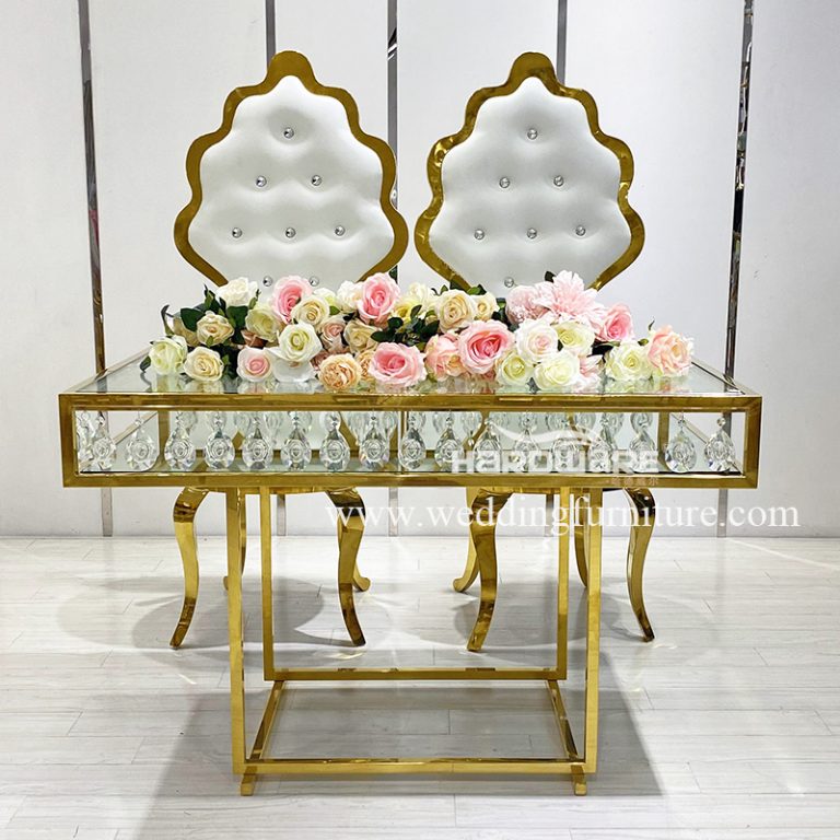 Table stainless steel frame glass wedding crystal table