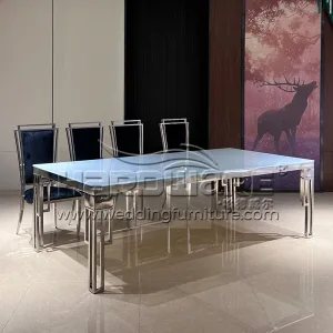 Silver Metal Dining Table