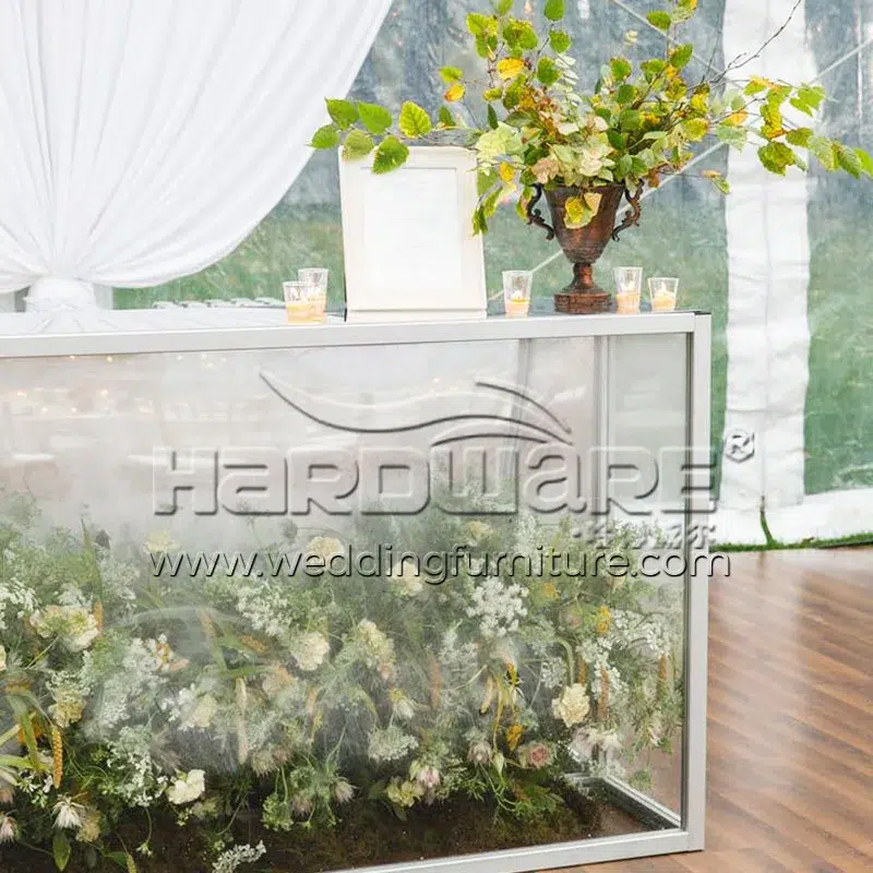 Floral-Embedded Acrylic Wedding Bar Tops